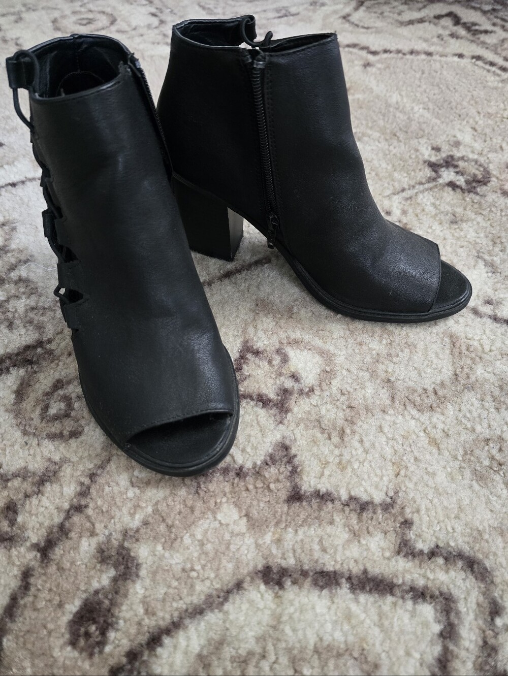 Kohl's Black Peep-Toe Block Heel Ankle Booties